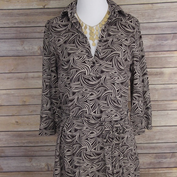 LIZ LANGE MATERNITY Brown and Beige Abstract Dress - Picture 1 of 8